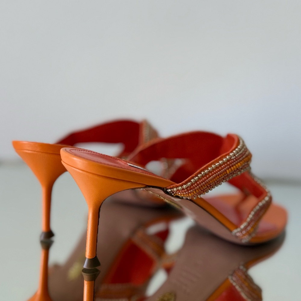 New AQUAZZURA Reef Star beaded leather thong sandals 40 - Picture 11 of 12